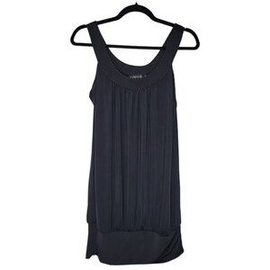 Vintage 90s Y2k Rampage Top Womens M Black Beaded Flowy Sleeveless Silky Feel